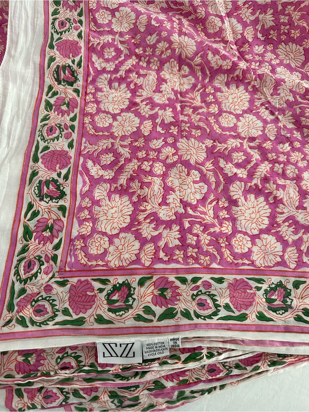 SZ Pink Floral Cotton Scarf / Wrap/sarong/cover up